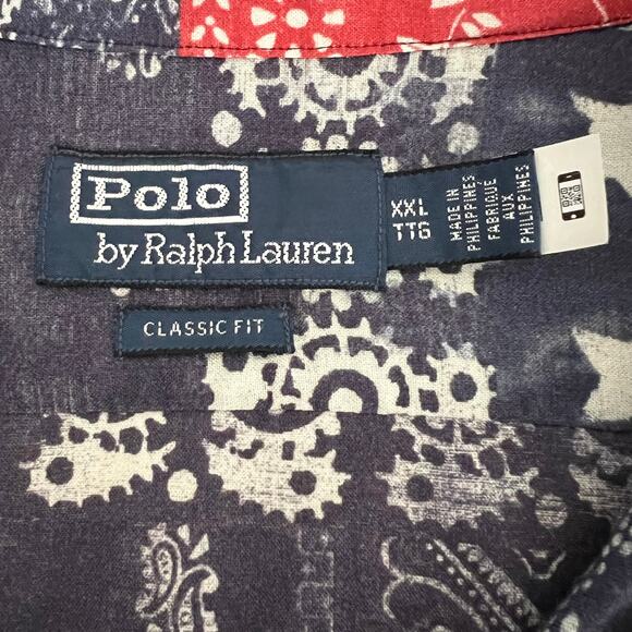 POLO Ralph Lauren Classic Fit Patchwork-Print Camp‎ Shirt Mens XXL - Picture 4 of 7